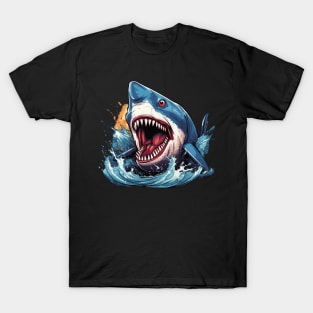 SHARK AND JAWS COLORED CARTOON STYLE T-Shirt